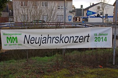 Am Shell-Kreisel war der erste Hinweis auf unser Neujahrskonzert zu finden.